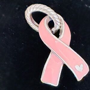 Brighton Pink Awareness  Ribbon Silver Pendant